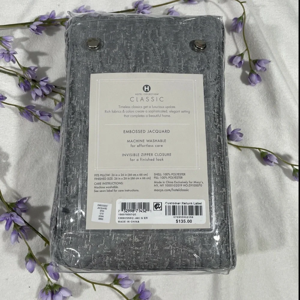 NWT Hotel Collection Classic Embossed Jacquard Quilted‎ (1) Euro Sham